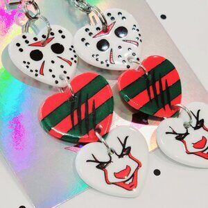Jason Voorhees Freddy Krueger IT Earrings Stainless Steel Hooks Horror Lover NEW